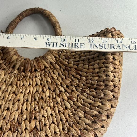 Xhilaration Brown Handbag Purse Half Circle 100% Corn Husk Lined Beach Summer - Picture 5 of 8